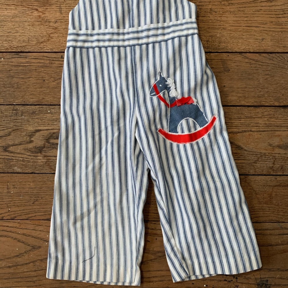 Last call! Lowest price item! Vintage Unisex Kids Rocking Horse Overalls - Picture 4 of 11